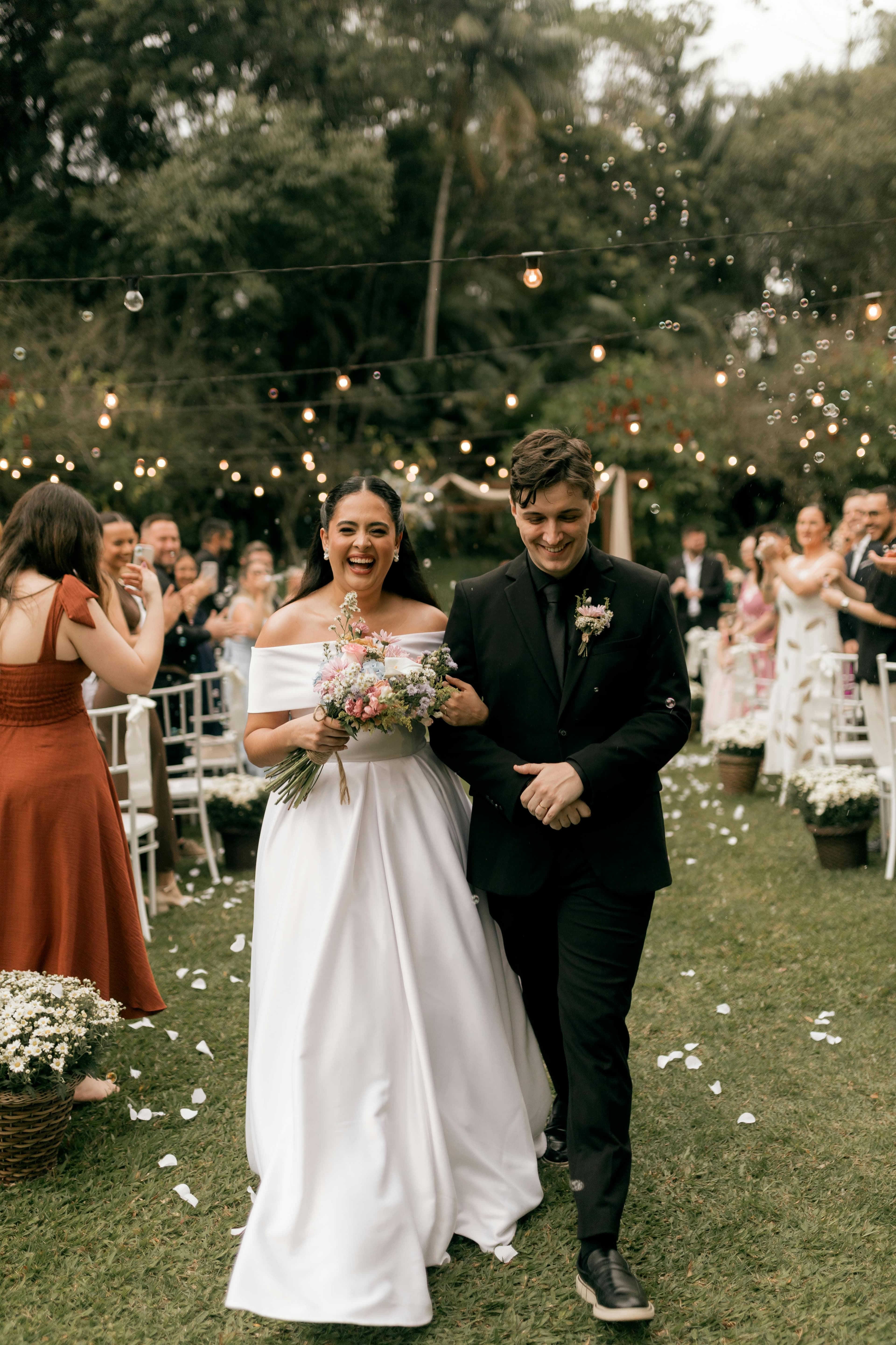 Weddings - joyful outdoor wedding ceremony celebration